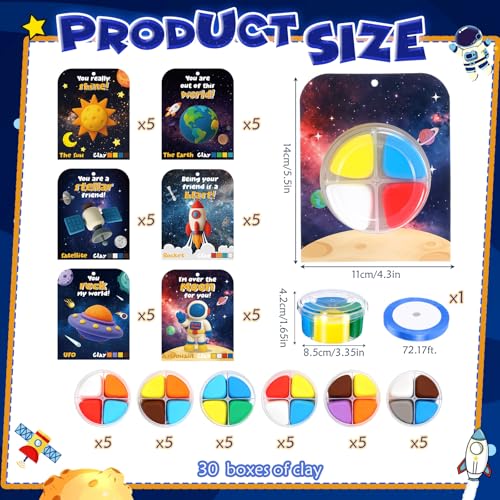 Capoda 30 Sets Outer Space Air Dry Clay Kit for Kids Space Craft Kit Gifts - style: Space
