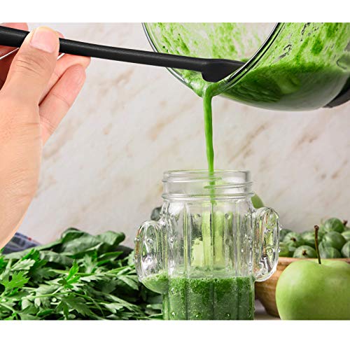 Patelai 2 Pieces 2 Pcs Silicone Jar Spatula Long Handle Scraper, Black | Non-stick Rubber Heat Resistant Spatula Silicone Scraper for Jars, Smoothies, Blenders Cooking Baking Stirring Mixing Tools - color: Black