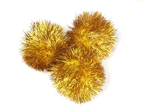 YYCRAFT 15pcs Jumbo Glitter Tinsel Pom Poms Sparkle Balls for DIY Craft,Cat Toys(2 Inch,Yellow/Gold Tinsel) - color: Yellow/Gold Tinsel