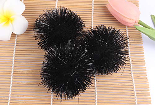 YYCRAFT 15pcs Jumbo Glitter Tinsel Pom Poms Sparkle Balls for DIY Craft,Cat Toys-Black(2") - color: Black