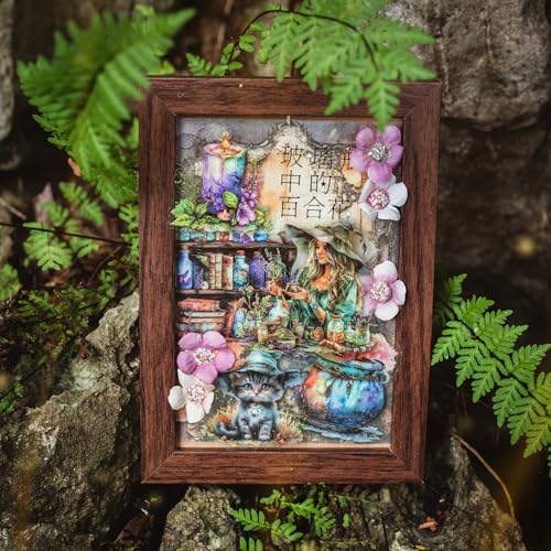 180Pcs Forest Witch PET Stickers, Magic Scrapbook Ephemera for Journaling Craft Supplies and Junk Journal - color: Forest Witch