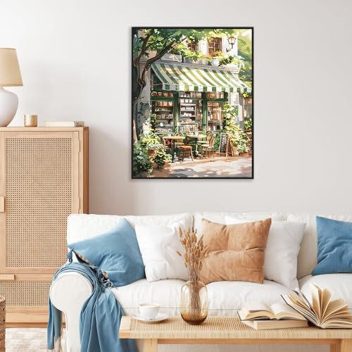 Paint by Numbers Kit for Adults, Cozy Café Number Painting Canvas Kit - color: Cafe-1