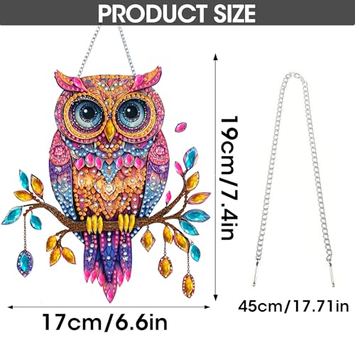 SKRYUIE Owl Hanging Pearl Diamond Art Kits for Adults Suncatcher A12 | Special Shaped Crystal DIY Hanging Diamond Painting Kit, Gift for Mother Spring Summer Window Wreath Decor 7.49 x 6.7 Inch - color: colorful-5