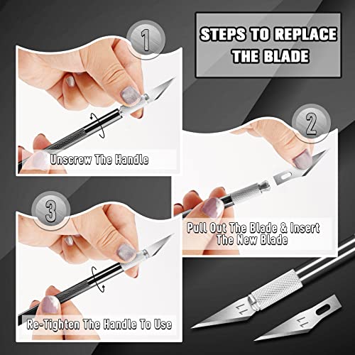 DIYSELF 2 Pack Exacto Knife Set, Aluminum Craft Knife with 20#11 Blades - color: Black