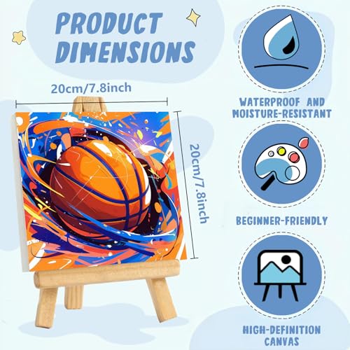 XTCIXAL Paint by Numbers Kit for Kids, Basketball, 8X8 inch - color: 02-Basketball