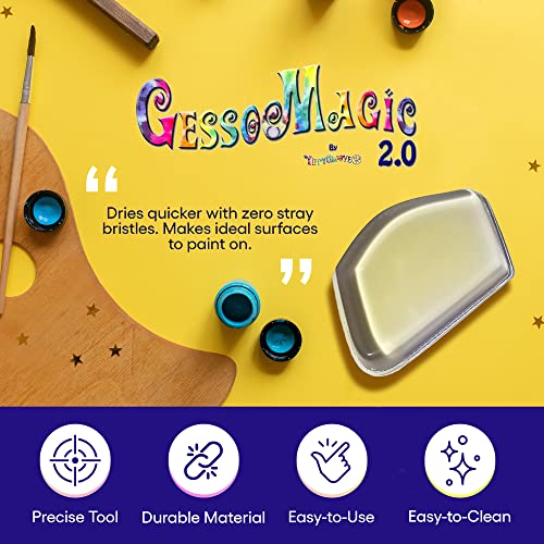 Gesso Canvas Primer Silicone Brush - The Gesso Magic 2.0 for Primer Paint - Art Supplies, Painting Supplies for Any Art Set, Acrylic Paint, Sculpting, Pottery & More (2.0) - style: GessoMagic Larger style