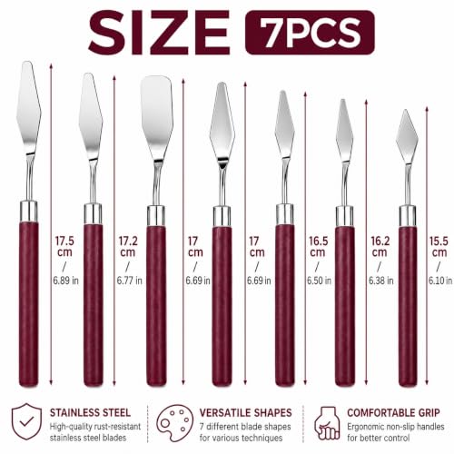 7 Pcs Palette Knife Set, Painting Spatula Tools for Acrylic Oil Art Mixing