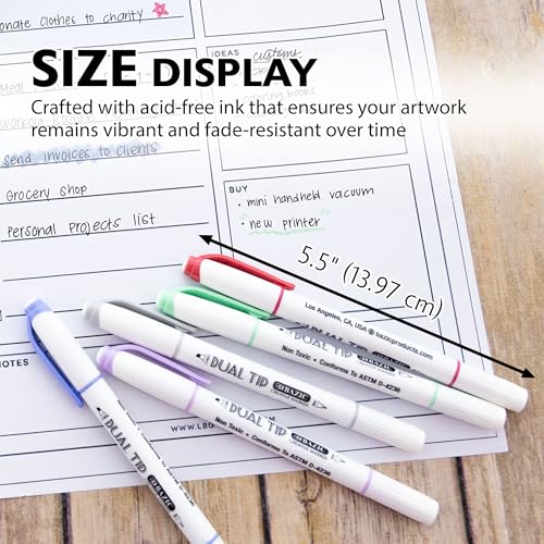 BAZIC PRODUCTS Dual-Tip Creative Markers, Chisel & Fine, 15 Colors | acid-free, water-resistant, non-toxic, ASTM D-4236, art, lettering - color: Rainbow Set, size: 1-Pack