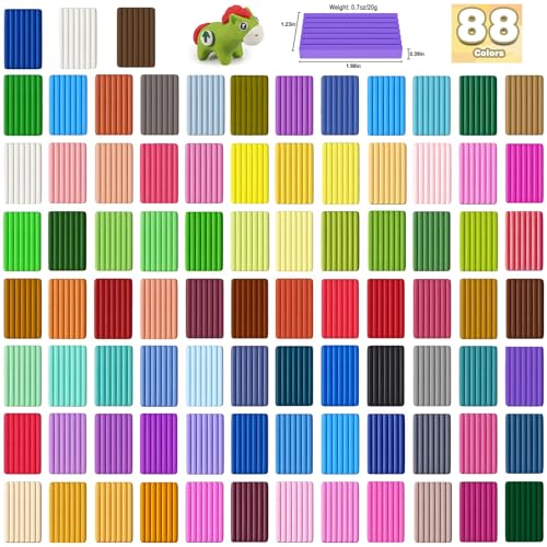 Ixiaoyoo 88 Colors Polymer Clay, Oven Bake DIY Modeling Clay for Kids | Easy to Shape, Non-Sticky, Model Clay Toys with Sculpting Tools, Art Supply for School Project, Home Decor, Gift for Artists - color: 88 Colors
