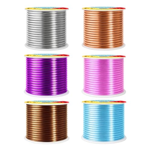 Mandala Crafts 10 GA Blue Pink Brown Assorted Anodized Aluminum Craft Wire - color: Silver Tone Copper Tone Purple Pink Brown Ice Blue, size: 10 Gauge 20X6 Feet