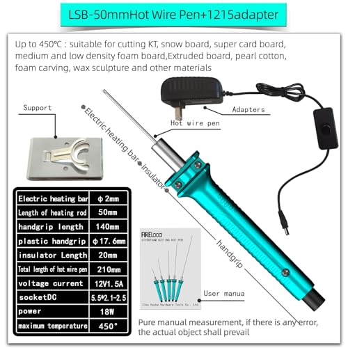 Electric Hot Wire Cutter 5CM length Hot melt Pen, Hot Electric Cutter Kit, Styrofoam Hot Hot Wire Cutting Pen for Amateur DIY Heat Cutting Engraving Art Making handmade - size: 50mm