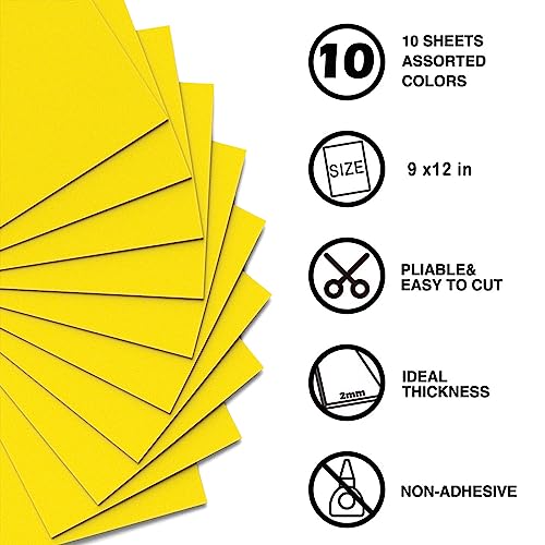 MEARCOOH Yellow Foam Sheets Crafts 9x12 Inch 2mm Eva Color Craft Foam Paper for Crafts Project Preschoolers Classroom Scrapbooking DIY Cosplay(10 Sheets) - color: Yellow, size: 10PCS Non-adhesive