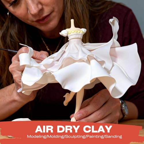 Air Dry Clay Lightweight, Flexible Modeling Clay for Adults Arts and Crafts | Professional & Moldable, Soft & No-Stick, Polymer Clay for Sculpting, Molding,Anime Figures,Making Costumes,DIY Projects - color: White-3 Packs