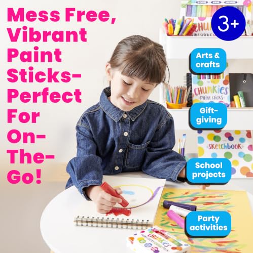 Ooly Chunkies Easy Grip Tempera Paint Sticks for Kids, Set of 6 - Pastel - color: Pastel