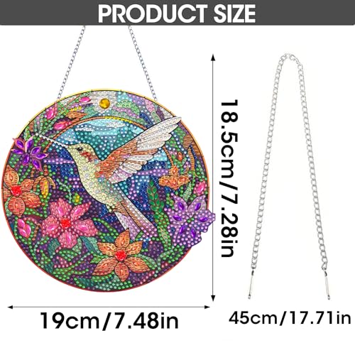 SKRYUIE Bird Hanging Pearl Diamond Art Kits for Adults Suncatcher A53 | Special Shaped Crystal DIY Hanging Diamond Painting Kit, Gift for Mother Spring Summer Window Wreath Decor 7.28 x 7.48 Inch - color: colorful-7
