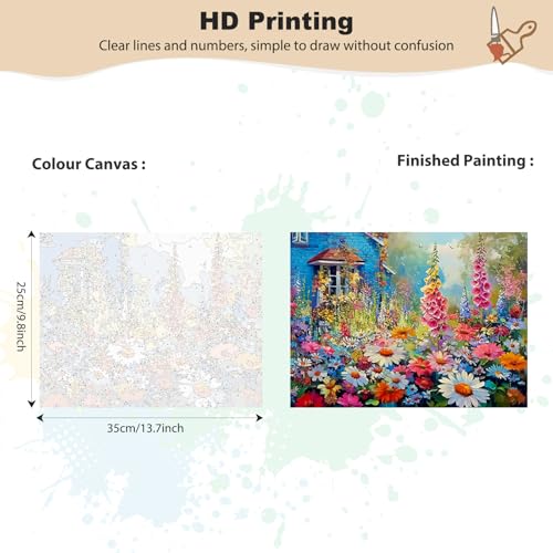 EOBROMD Framed Paint by Numbers Kits for Adults - Wooden Easel, Flowers DIY Acrylic Paint by Number on Stretched Canvas, Painting Kits Adults Oil by Numbers for Home Decor 14x10 Inch - color: LG041
