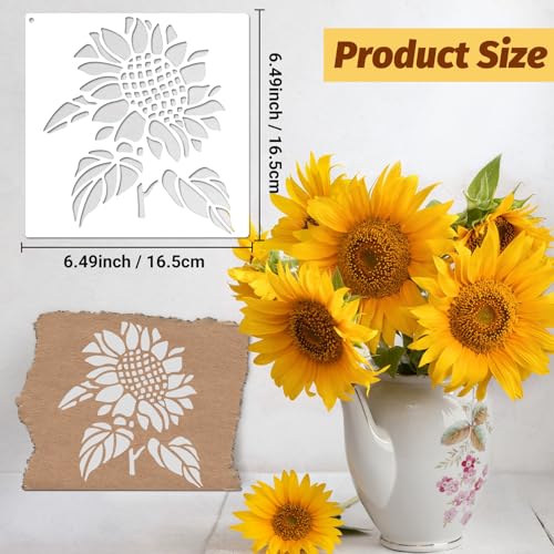 18 PCS Flower Painting Stencils Reusable Stencils for Painting on Wood Rocks Canvas Fabric Glass Pottery 6.5x6.5 Inch - style: 18PCS Flower