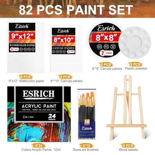 ESRICH 82PCS Acrylic Painting Kits for Adults and Couples