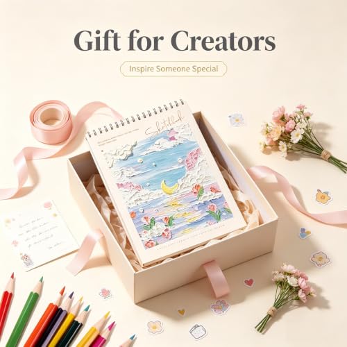 EOREA Pink Cover Sketchbook 8x11.5 Spiral Drawing Notebook - color: Red