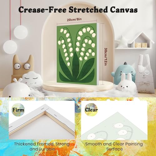 4 Pack Flower Paint by Numbers for Adults with Framed Canvas - Wooden Easel - color: BKH2304+BKH2305+BKH2306+BKH2307