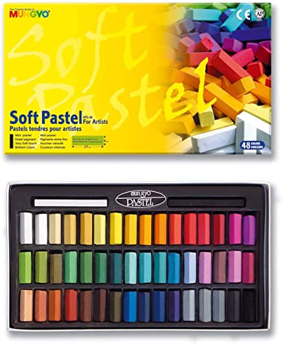 Non Toxic Mungyo Soft Pastel Set of 48 Assorted Colors Square Chalk(US English Version) - New Version