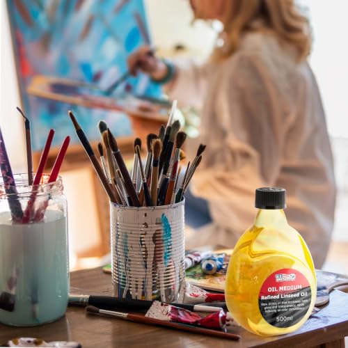 U.S. Art Supply Refined Linseed Oil, 500ml (16.9 oz) Fluid Medium - Linseed Oil for Wood, Painting Mediums & Wood Finishing - size: 16.91 Fl Oz (Pack of 1)