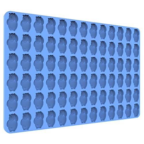Gummy Bear Silicone Molds with Scraper - Perfect for Making Gummy Bears, Chocolates, Candies and Ice Cubes - color: Blue