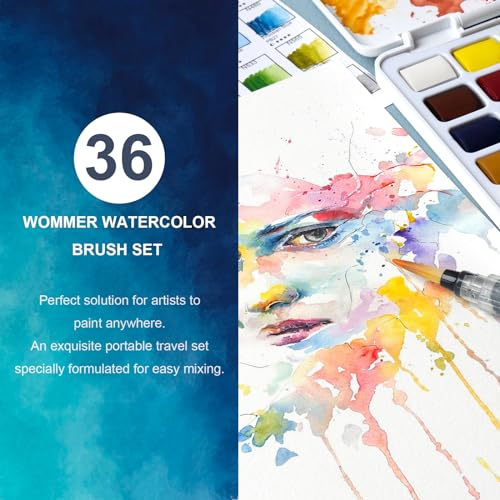 Woomer 36-Color Watercolor Paint Set for Beginners with Large Mix Palette