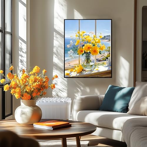 NKVNKV Paint by Numbers Kit for Adults Beginner Flowers Adult Paint by Number Kits On Canvas Oil Painting Kit for Beginners Adults' Paint-by-Number Kits for Gift Home Wall Decor 16x20 Inch(Frameless) - color: Mum