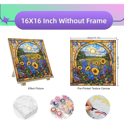 niurenmaoyi Sunflower Paint by Numbers Kit for Adult Beginner,16X16in - color: Adults' Paint-By-Number Kits-0521-02