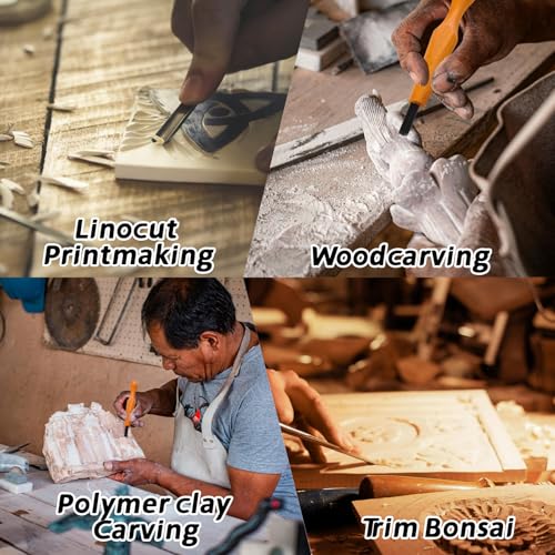 5 Pcs Linocut Tools Sets Linoleum Carving Tools Wood Chisel V Shaped Knife for Printmaking Woodcarving Beginners (1.5mm, 2mm, 3mm, 4mm, 5mm)