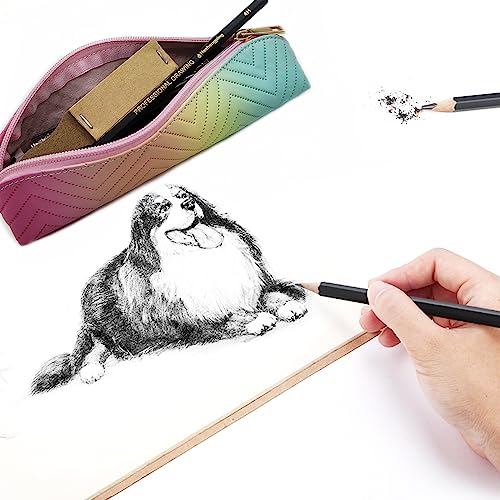 Heshengping 26 Pack Sketching Set Drawing Pencils Kit Art Supplies Include Graphite Charcoal Professional Pencils Set Cute Portable case for Artists Adults Beginners Artist - style: Multicolor | 26 Pack