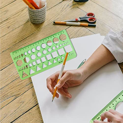 Circle Templates Geometric Drawings Drafting Stencils Measuring Tools Artist Design Drawing Aid Tool Geometry Ruler, 2 Pack