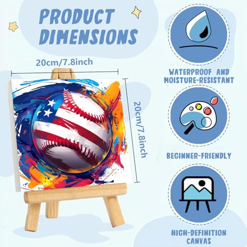 XTCIXAL Paint by Numbers Kit for Kids with Frame, Baseball, 8X8 inch - color: 04-Baseball