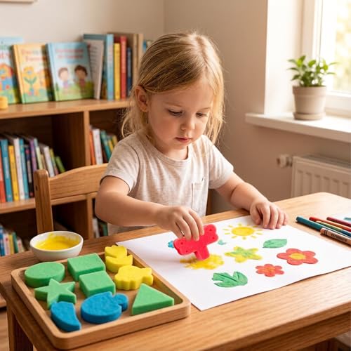 30 Pcs Shape Sponge Paint, Sponge Paint Brushes for Acrylic Painting, Wooden Handle Craft Sponges for DIY, Crafts and Kids Arts - style: 30 Pcs Shape Sponge