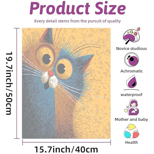 PSENIW Paint by Numbers Kit for Adults,Abstract Cat Gifts 16x20 inches | Animal Digital Painting For Home Wall Decoration And Gifts,Abstract Cat Frameless Beginner DIY Acrylic Watercolor - color: Black