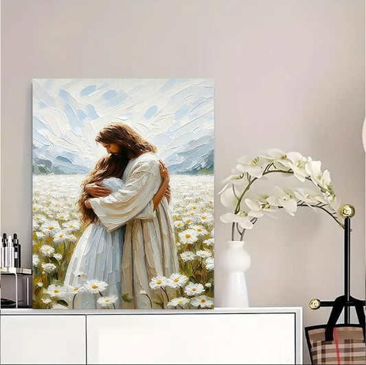 Jesus Paint by Numbers Kit for Adults Framed Canvas 16X20 in, Frameworkless | Easy Adult Paint by Number Kits on Canvas DIY Christianity Painting for Beginners Art by Numbers for Home Wall Decor Gift - color: YH02674