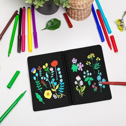 5x7 Black Paper Sketchbook,Spiral Bound Journal Notebook,70 Sheets 110gsm | Acid-Free Drawing Paper Suit Pencil, Ink, And Light Wash. Compact Size Fits Bags, Great For Sketching Anywhere. - color: 1-black paper