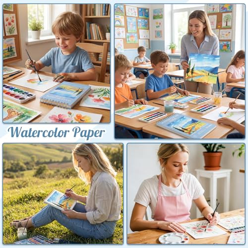 35 Sheets Watercolor Paper Pad 5.5 x 8.5 in, 140 Lb Cold Press, Spiral - size: 5.5x8.5 Inch