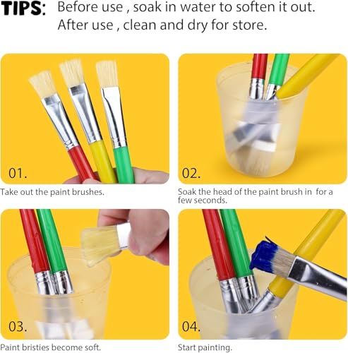 Joyooss Paint Brushes for Kids, 12 Pcs Round/Flat Large Kids Paint Brushes - size: 12 Pcs