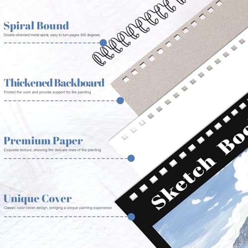 4 Pack Small Sketch Books 5.5 × 8.5 in, Spiral Bound, Black | 100gsm Acid-Free Paper, 30 Sheets Each, Dry Media Friendly, Hardcover Backing, Travel & Classroom Use - color: Black, size: 5.5 × 8.5Inch(4 Pack)