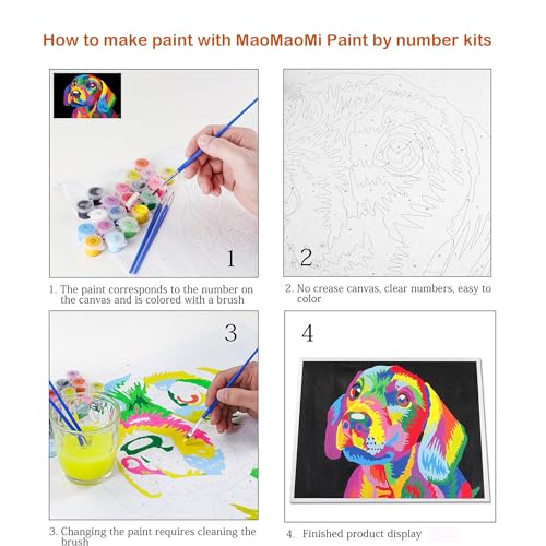 Maomaomi Paint by Numbers DIY Acrylic Painting Kit for Kids & Adults Beginner – 16" Wx20 L Mimi Cat Pattern - color: Mimi Cat