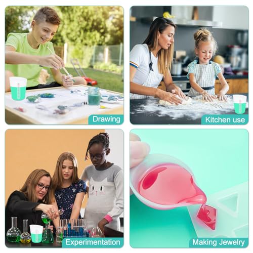 6 PCS Silicone Cup Set, 500ml, 250ml and 125ml for Epoxy Silicone Measuring Cups, Non-Stick Mixing Cups, Casting Molds, Jewelry Making,with Marking Ounces/ml - size: 500ML+250ML+125ML