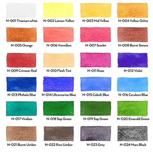Nicpro Watercolor Paint Set for Adults, 24 Colors Watercolor Tube Set | 12ml/0.4oz Tube with 25 Watercolor Paper Book, 8 Squirrel Paint Brushes, Palettes, Water Color Painting Supplies for Artists - color: 24 Colors Set