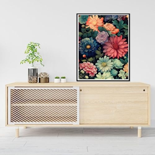 Ausanrl Square Diamond Painting-Flowers Square Drill Diamond Painting,Square Diamond Art,DIY Flowers Gem Art Kits for Adults and Crafts for Gifts and Home Wall Decor 12x16inch - color: Flowers, size: 12x16inch(Square diamond painting)