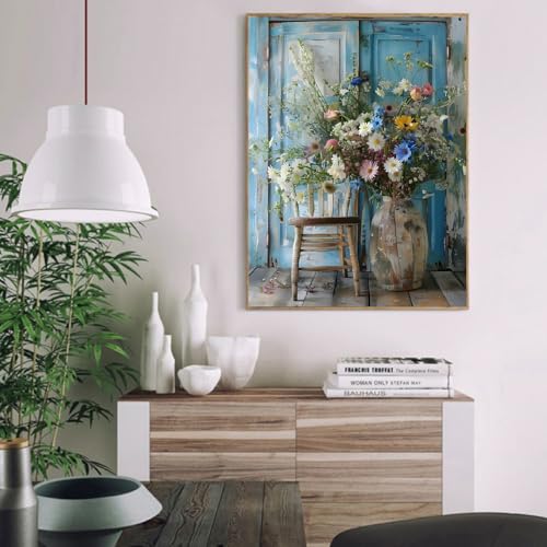 Paint by Numbers Kit for Adults,Vintage Flower DIY Paint by Number 16x20 In | Paint by Number for Beginner,Adult Paint by Number,HD Color Canvas,DIY Tool Kits,Stress Relief Craft,Great Gift,Without Frame - color: MT6170