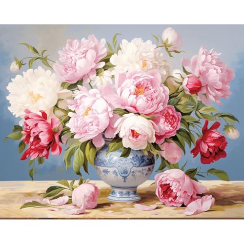 Craftoria Paint by Numbers for Adults 40"x50"cm Framed Luminous Florals 48 Colors - color: Luminous Florals - 48 COLORS, size: Framed