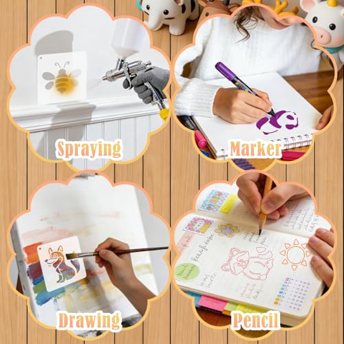 72 Pcs Animal Stencils for Painting, Reusable Wildlife & Creature Animal Painting Templates - Lion, Elephant, Zebra, Panda Craft Kit for Wall Murals, Fabric Art, Wood Signs, Kids Classroom Projects - color: 72 Sheets Animal