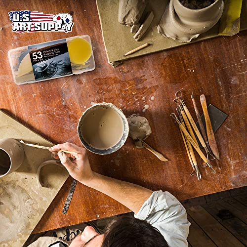 U.S. Art Supply Pottery & Clay Tools Set (53-Piece) | Includes Pottery Tools, Canvas Case for Sculpting, Ceramics, and Easy Storage & Transport - size: 53-Piece with Plastic Case