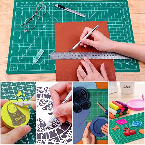 anezus Self Healing Sewing Mat, 12inch x 18inch Rotary Cutting Mat Double Sided 5-Ply Craft Cutting Board for Sewing Crafts Hobby Fabric Precision Scrapbooking Project - color: Green, size: 17.8"L x 11.9"W